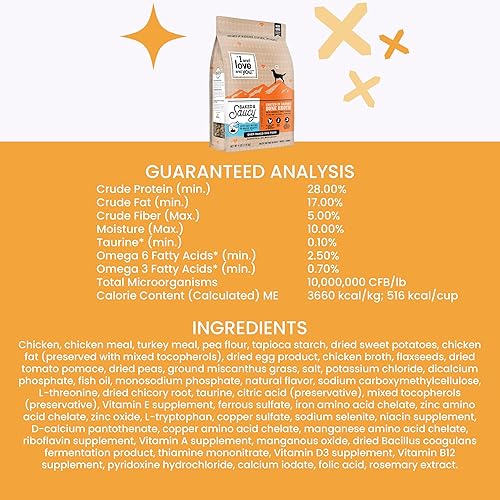 Miniatura 5 de "I and love and you" Baked & Saucy - Alimento seco para perros con revestimiento de salsa, pollo + batata, bolsa de 21 libras