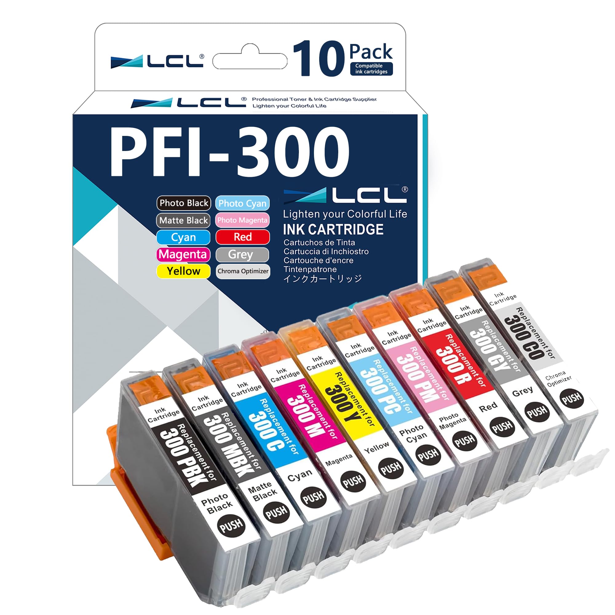 LCL PFI-300 Tintenpatrone (10Pack) für Canon PFI-300MBK PFI-300PBK PFI-300C