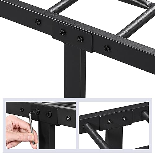 Miniatura 6 de Topeakmart Marco de cama de metal vintage tamaño matrimonial con cabecero, base de colchón, no necesita somier, almacenamiento debajo de la cama,