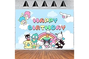 Kawaii Sanrio Character Party Decorations, Hello Kitty Themed Birthday Backdrop Photo Booth Background Props
