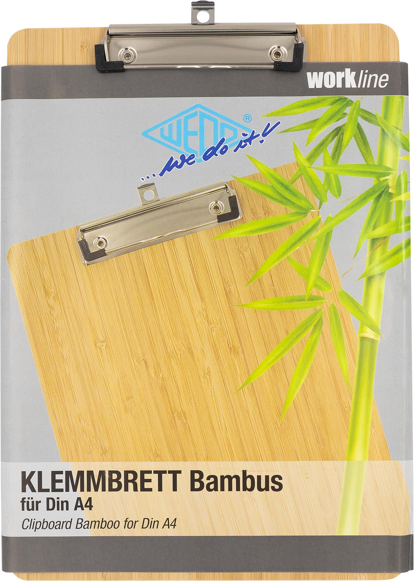 WEDO® Portapapeles DIN A4 de bambú, tablero de madera, color marrón
