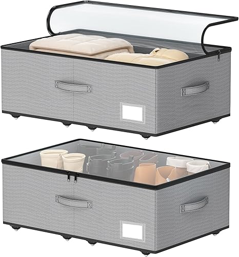 Miniatura 15 de Almacenamiento debajo de la cama con ruedas, no requiere montaje, 10 pulgadas de altura debajo de la cama, contenedores de almacenamiento de zapatos