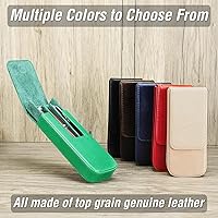 Vista 9 de Estuche Superior de Cuero Genuino de Grano Superior con 3 Ranuras para Lápices/Bolígrafos, Diseño de Moda Sólido Sin Logo, Hecho a Mano, Cierre