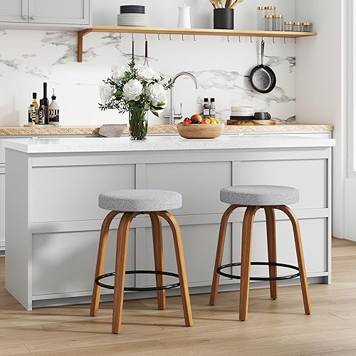 Swivel Bar Stools Set of 2, 24" Counter Height Backless