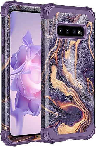 LONTECT Funda protectora para Galaxy S10 de tres capas de mármol, a prueba de golpes, resistente, duradera, para niñas y mujeres, para Samsung