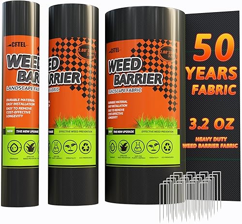 Miniatura 8 de Tela de barrera de malezas resistente de 6 x 100 pies, tela geotextil duradera de 3.2 onzas, alfombrilla de cubierta de suelo para jardinería,