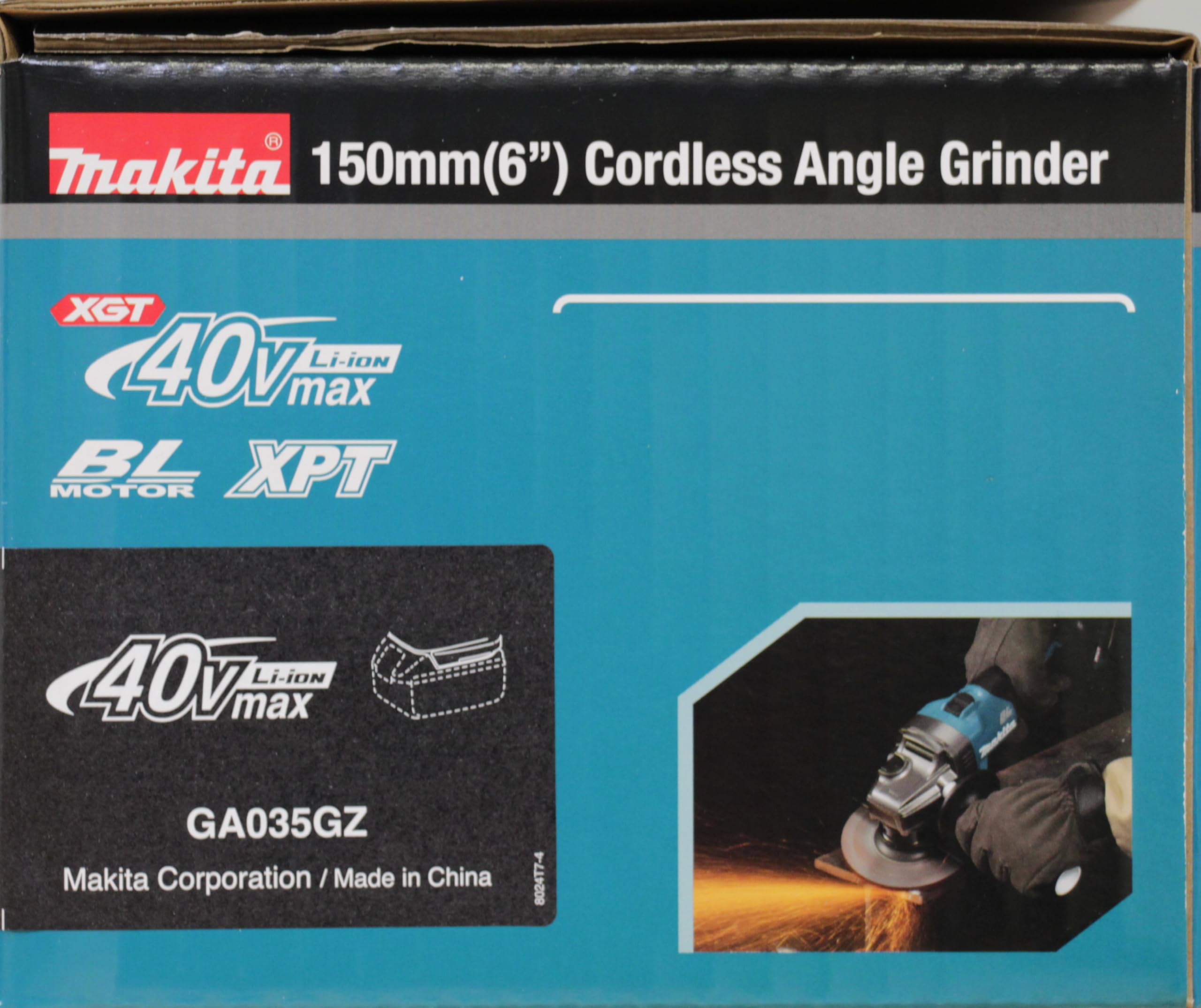 MAKITA AMOLADORA Angular INALÁMBRICA GA035GZ 150mm XGT, Aluminium, Petrolio (senza batteria, senza caricatore)