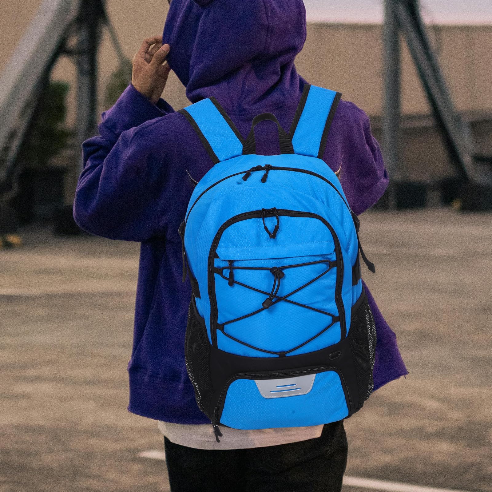 Tofficu Mochila Deportiva Azul de Tela Oxford Compartimento para Zapatos y Sistema Cómodo para Llevar, Compatible Baloncesto y Fútbol para Adolescentes y Adultos