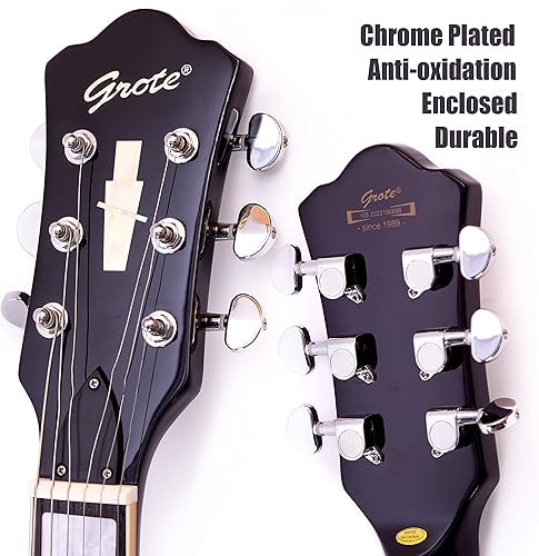 Miniatura 5 de Grote Guitar Metallic Paints - Guitarra eléctrica de cuerpo sólido con púas de bolsa de transporte (rojo)