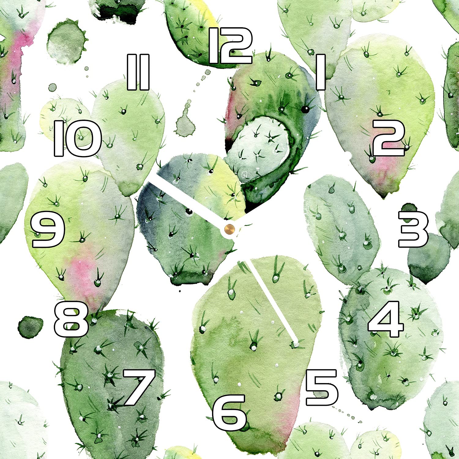 Horloge en verre de sécurité moderne 30x30 cm motif cactus Coloray