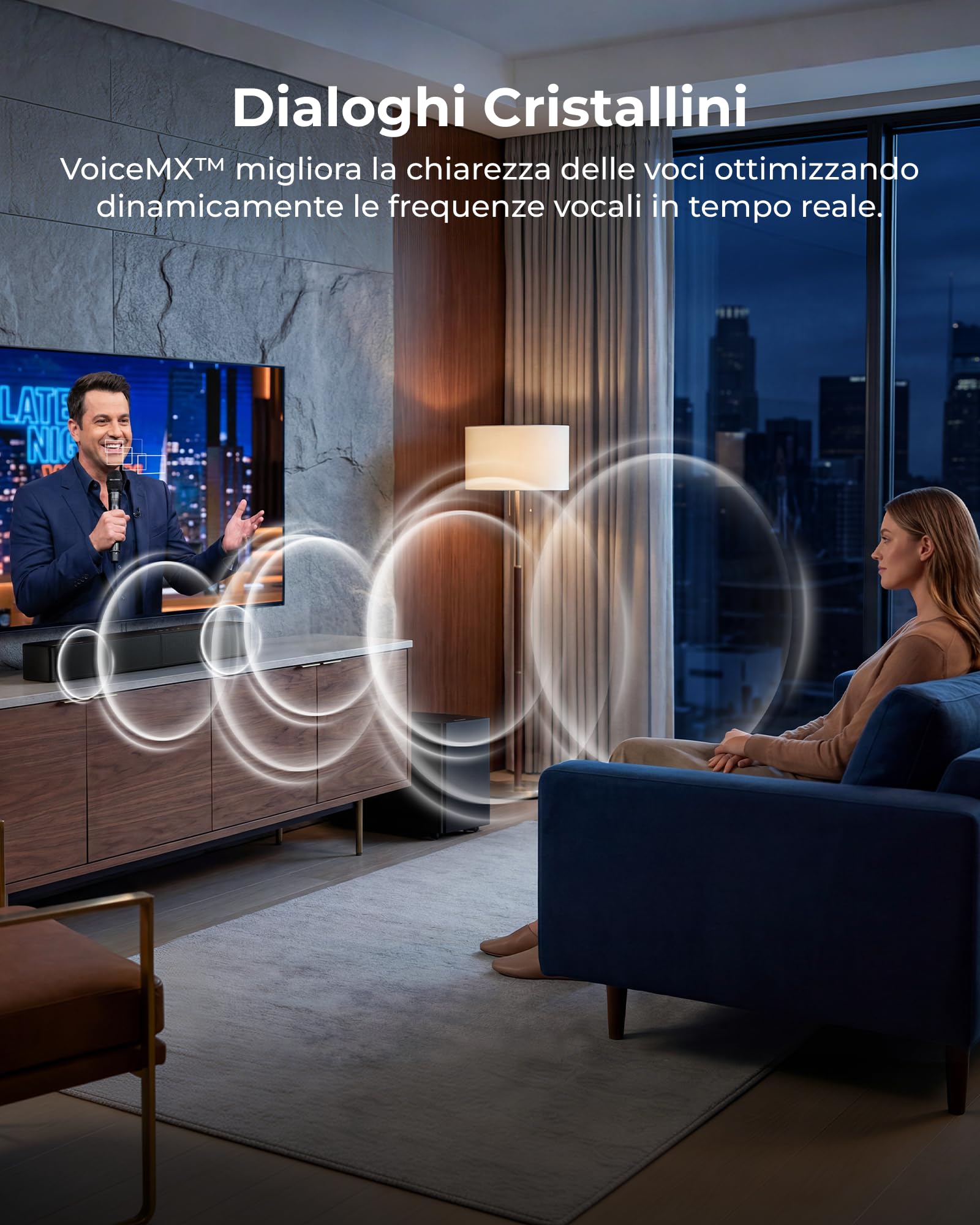 ULTIMEA 2.1 Soundbar con Subwoofer Wireless, Dolby Atmos, VoiceMx, BassMx, Soundbar per Smart TV 240 W Potenza di Picco, App Control, HDMI eARC, Ottico, Bluetooth® 6.0, Poseidon M40, Modello 2026