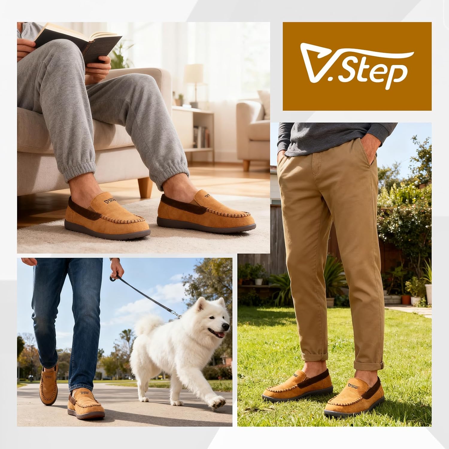 V.Step Orthopedic Arch Support Moccasin Loafer Slippers for Men, Orthotic Support for Plantar Fasciitis, Full Coverage Indoor Outdoor House Slippers for Bedroom Living Room - Image 6