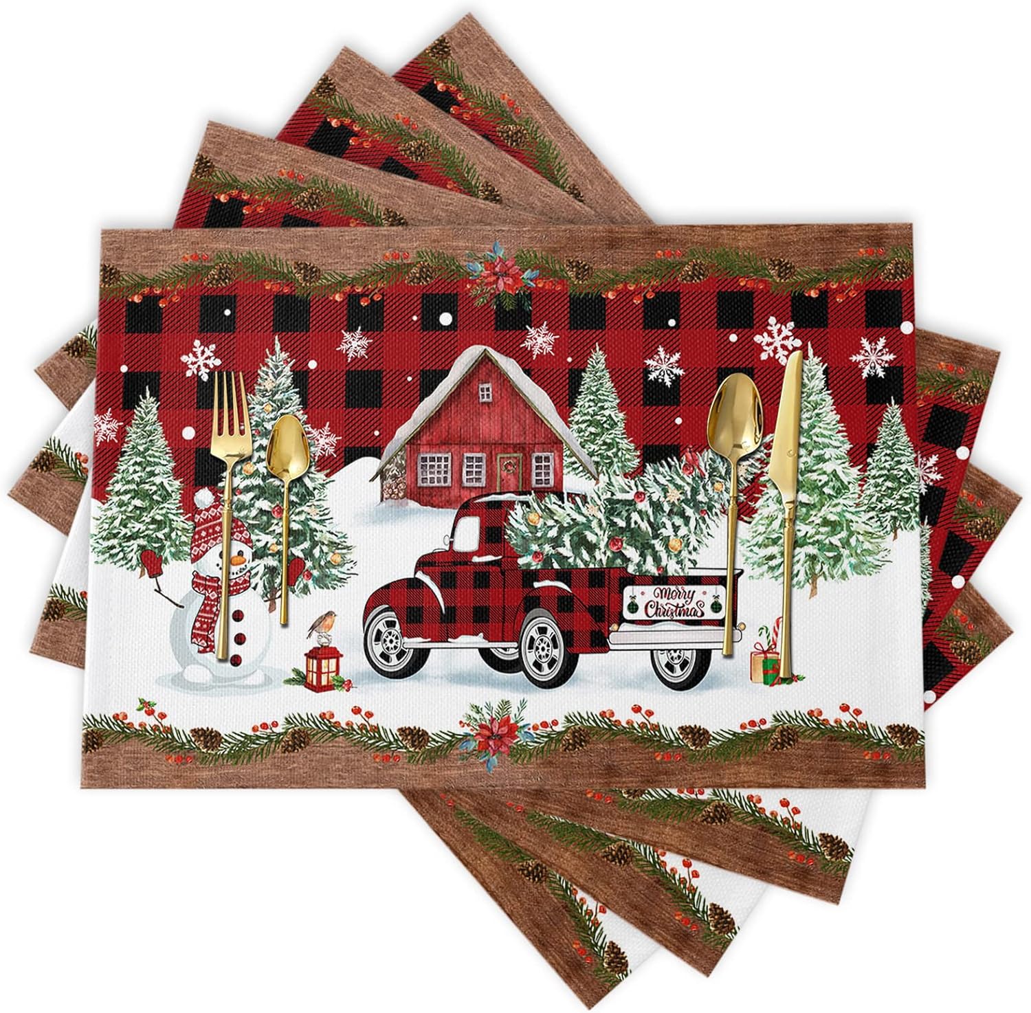 Christmas Placemats, Xmas Truck Placemats, Placemats for