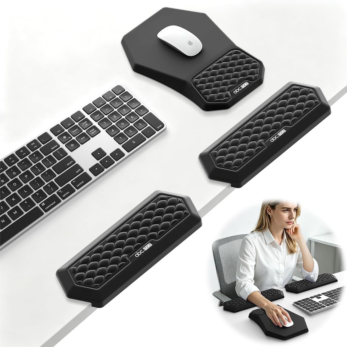 2-in-1 L-Shaped Desk Elbow Pads & Mouse Pad Set