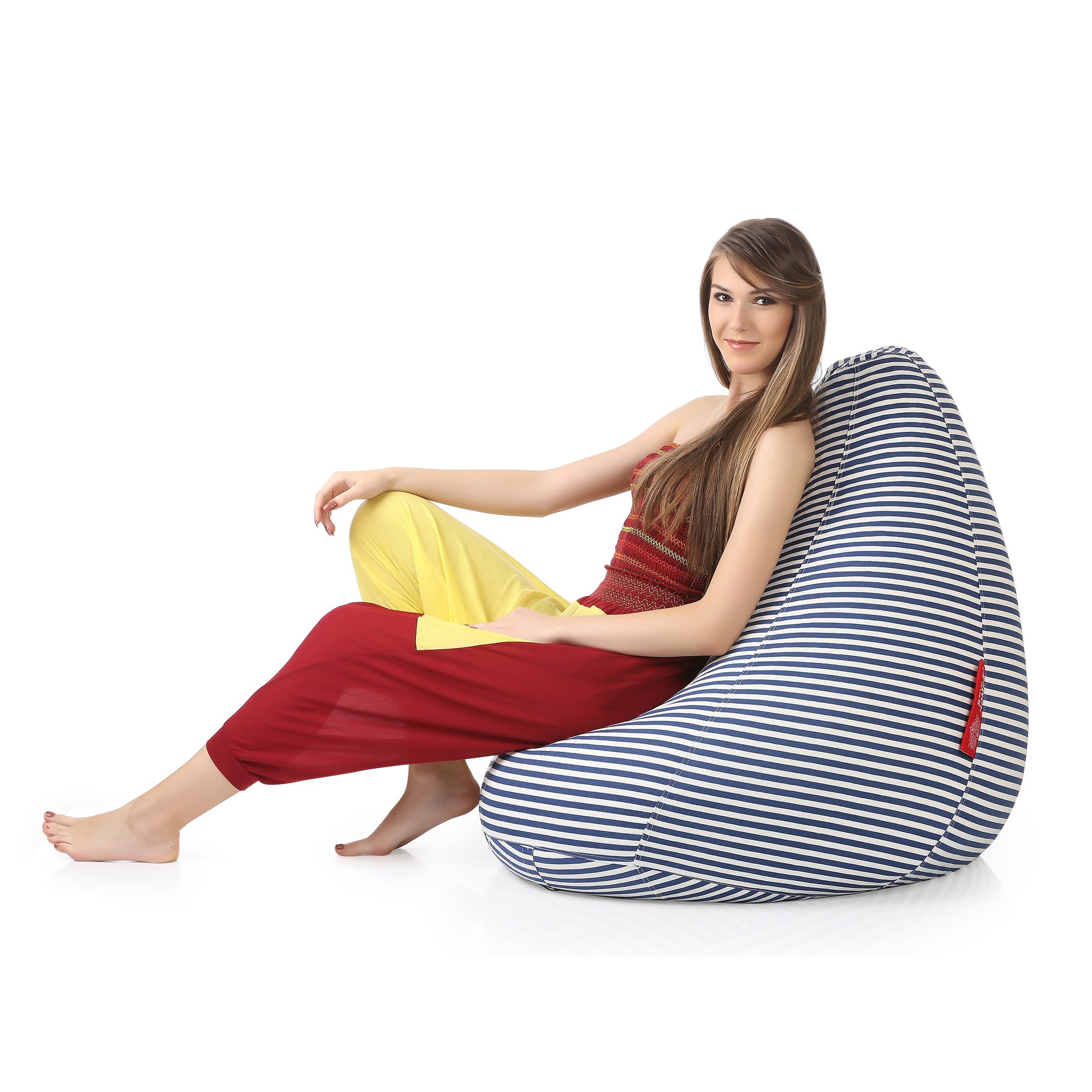 Style Homez Classic Cotton Canvas Stripes Printed Bean Bag XXXL Size Cover Only 3