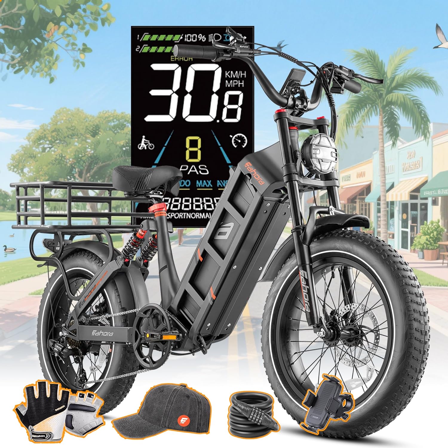 [2026] eAhora Juliet Pro 2 Electric Bike for Adult, 5400W/1200W | Dual Motor | 43Mph/31 Mph | 70Ah/60Ah 200+Miles Long Range | 20 Inch Fat Tire | for Commute | Delivery | Women