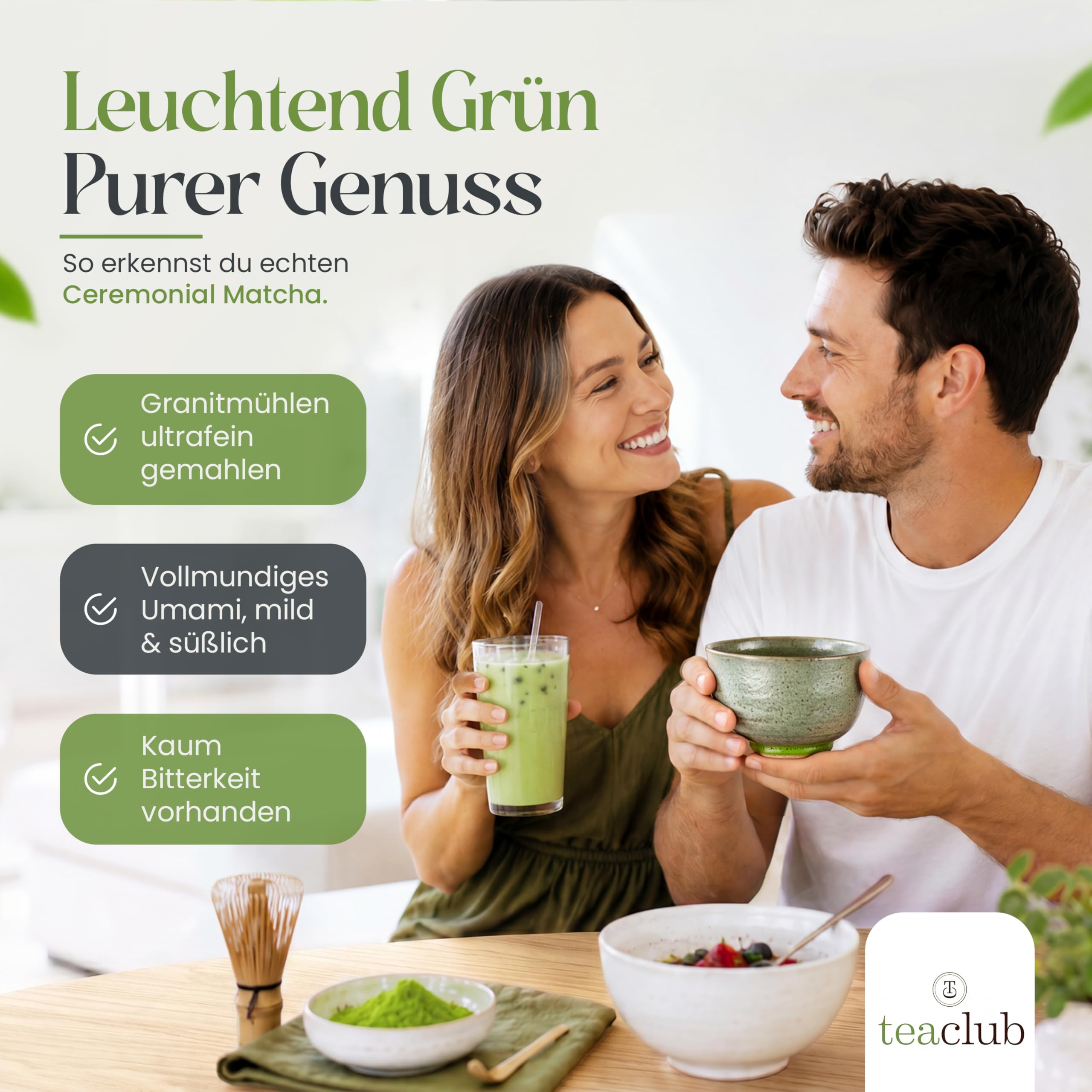 TeaClub Matcha Japońska jakość ceremonialna 30g - First Flush | Matcha klasy ceremonialnej, cieniowane liście tencha First Flush, szlifowanie szlifierskie, do ceremonii parzenia herbaty