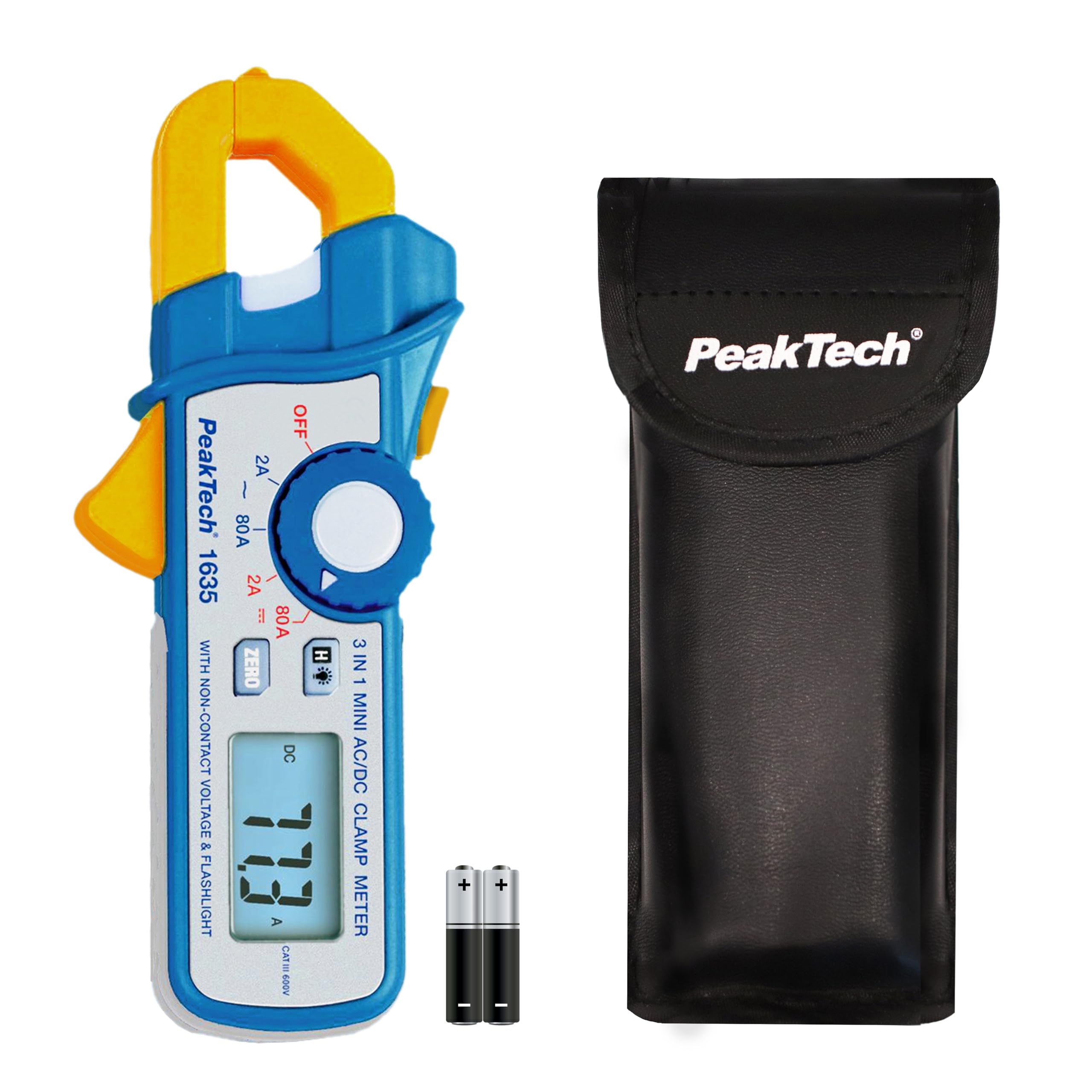 PeakTech P 1635 P 1635 - Alicates de corriente de fuga y tenazas de corriente de fuga, con resolución de 1 mA y NCV, 1 pieza, P 1635