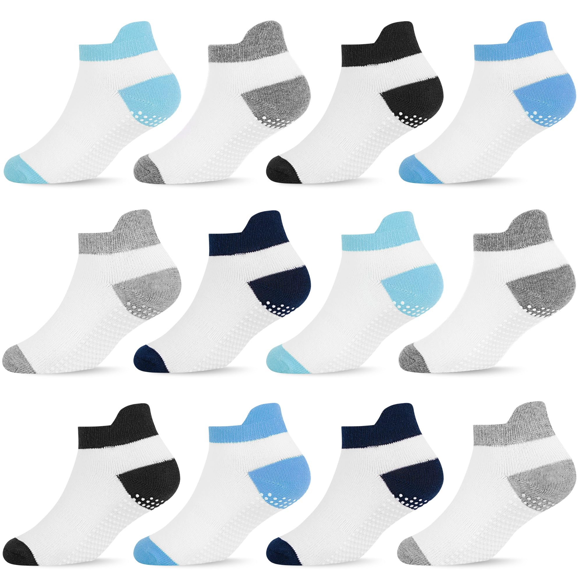 ELUTONG Baby Antirutsch Socken, 12 Paar Kleinkinder Stoppersocken mit Rutschfesten Griffen für Baby Junge und Mädchen 0-12 Monate