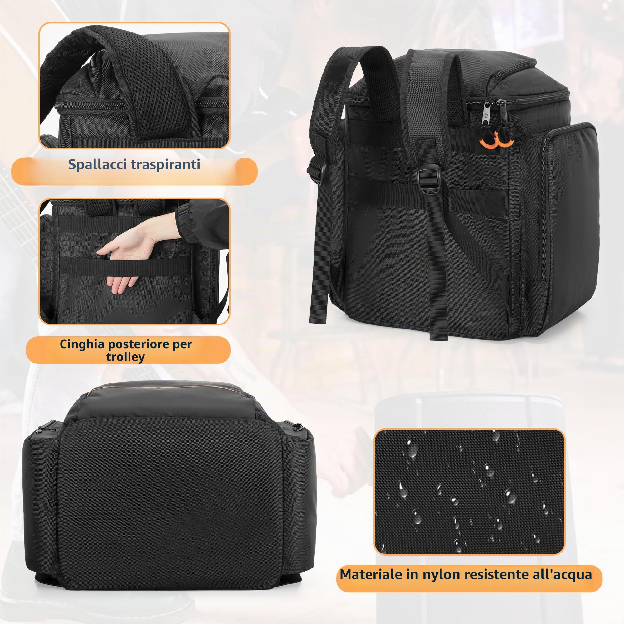 CURMIO Zaino da Viaggio Compatibile con Bose S1 Pro/S1 Pro+, Nero | Custodia per Altoparlante Bluetooth Portatile, Organiser per Sistema PA/ Microfono/ Caricatore/ Cavo, Solo Borsa