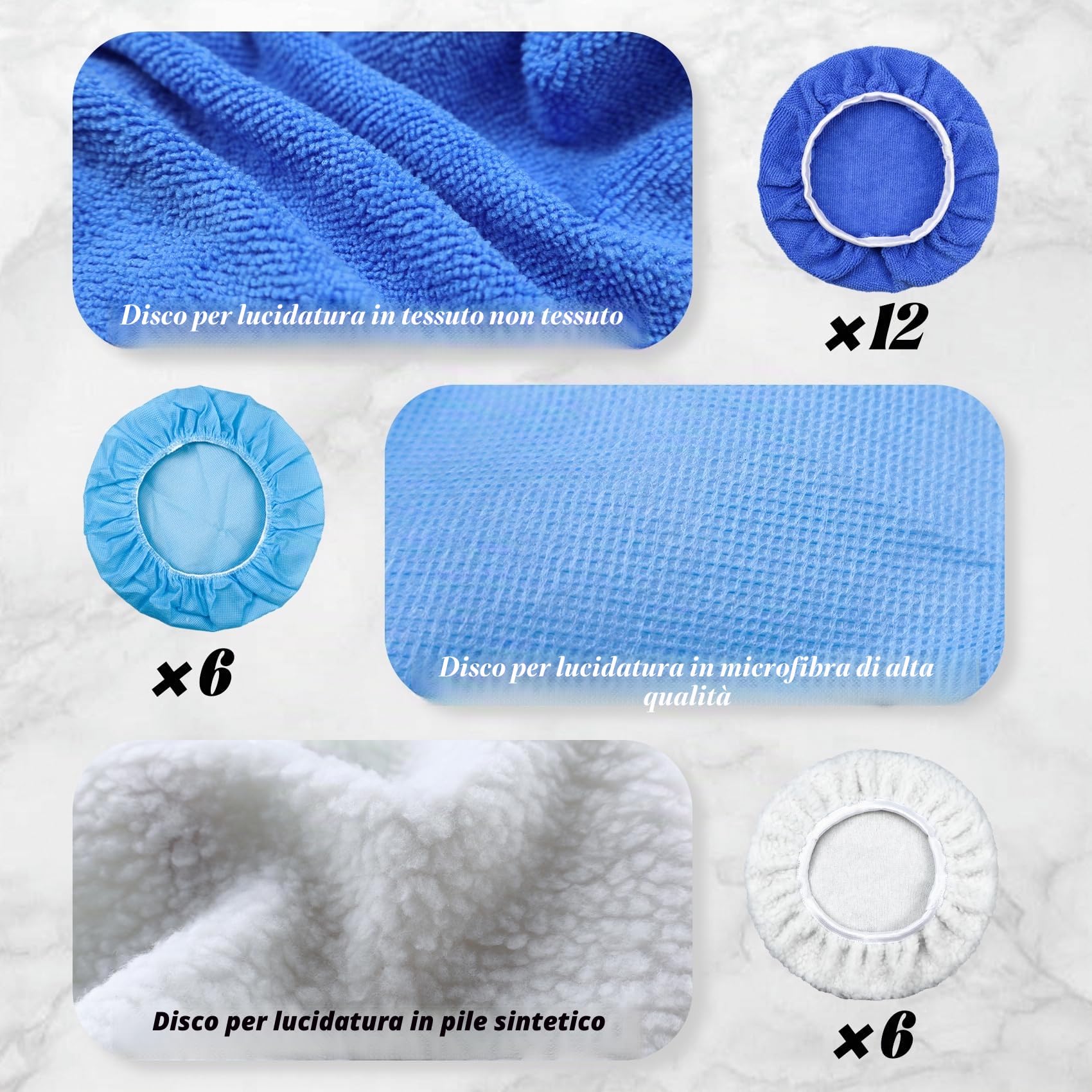 24 Pezzi Set Di Tamponi Per Lucidatura Per Auto, Set Di Panni Per Pulizia, Tampone Per Cera Per Auto, Tappo Per Pulizia Per Lucidatura E Ceretta, Set Di Panni Per Lucidatura In Fibra (9-10 Pollici)