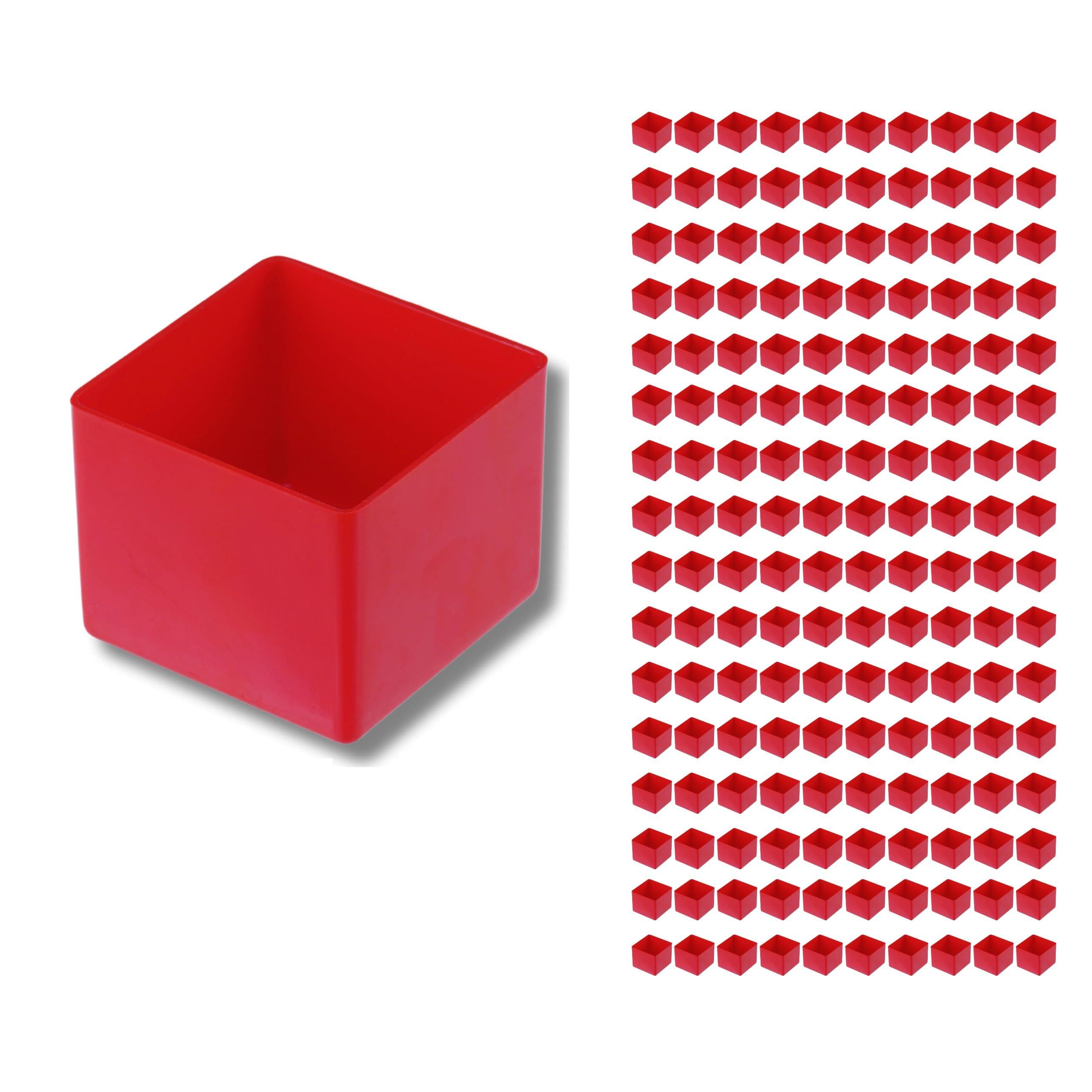 Huenersdorff 160 St. Einsatzbox 54 x 54 x 45mm (L x B x H) - Einsatzkasten - Set für individuellen Bestückung von Sortimentskästen, Kleinteile-Koffern, Schubladen und Schränken - Rot