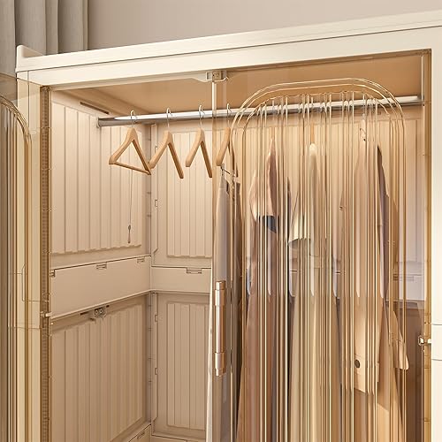 Miniatura 5 de Organizador portátil de almacenamiento de armario, organizador de armario plegable de plástico con puerta magnética transparente, para dormitorio,