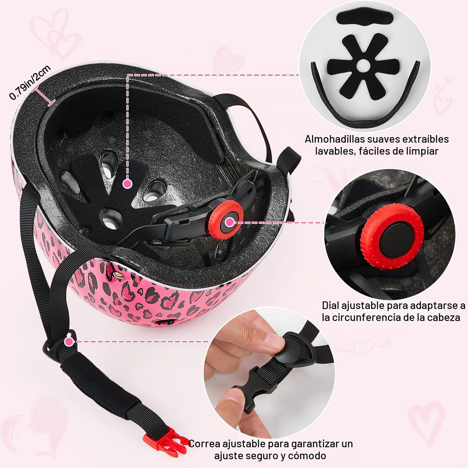 Casco Bicicleta Niño 8-14 Años con Rodilleras y Coderas, Ajustable 52-58 CM, para Ciclismo Skate Scooter Patinaje