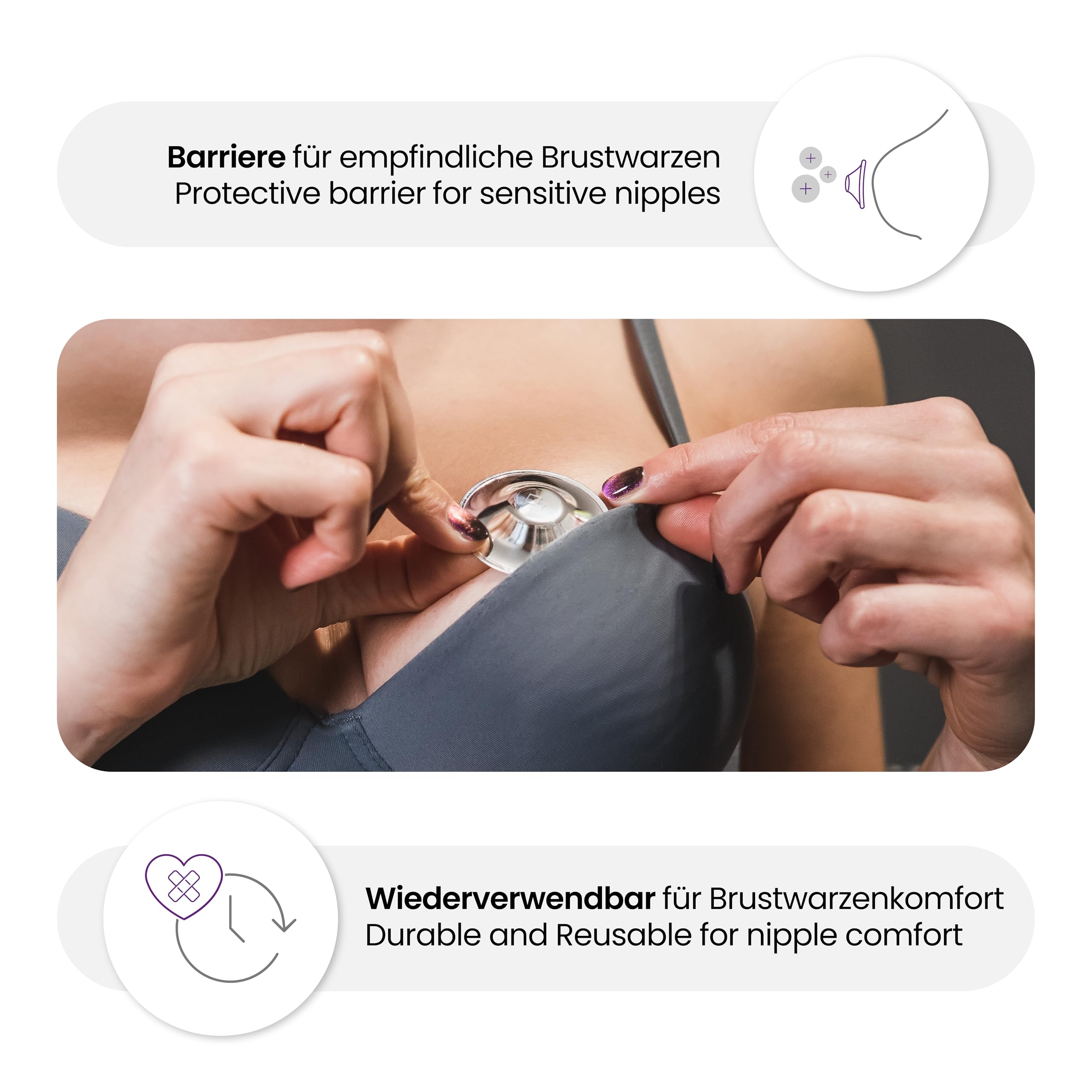 COVERbasics Silberhütchen Stillen (SilverCups) Stillhütchen aus Silber zum Schutz empfindlicher Brustwarzen, Medizinprodukt dermatologisch getestet (Regular)