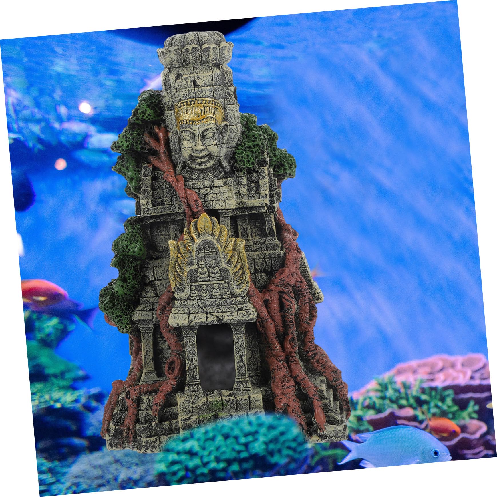 Sosoport Aquarium Dekoration Tempel Aus Kunstharz Für Fischbecken Landschaftsdekoration Ornament Geeignet Für Süß Und Meerwasser Aquarien