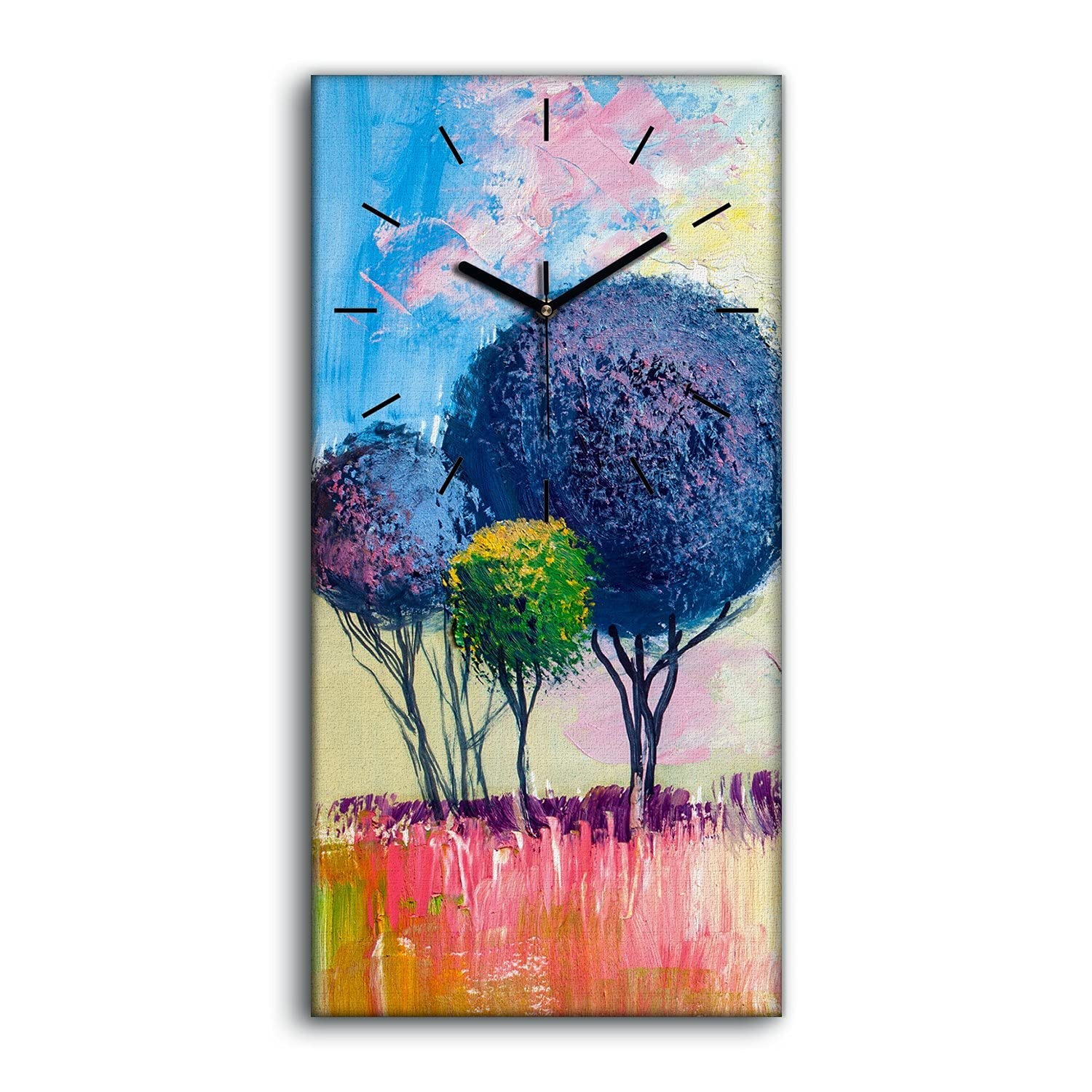 Horloge sur Toile de 30x60cm Tableau Mural Salon Moderne sans Bruit