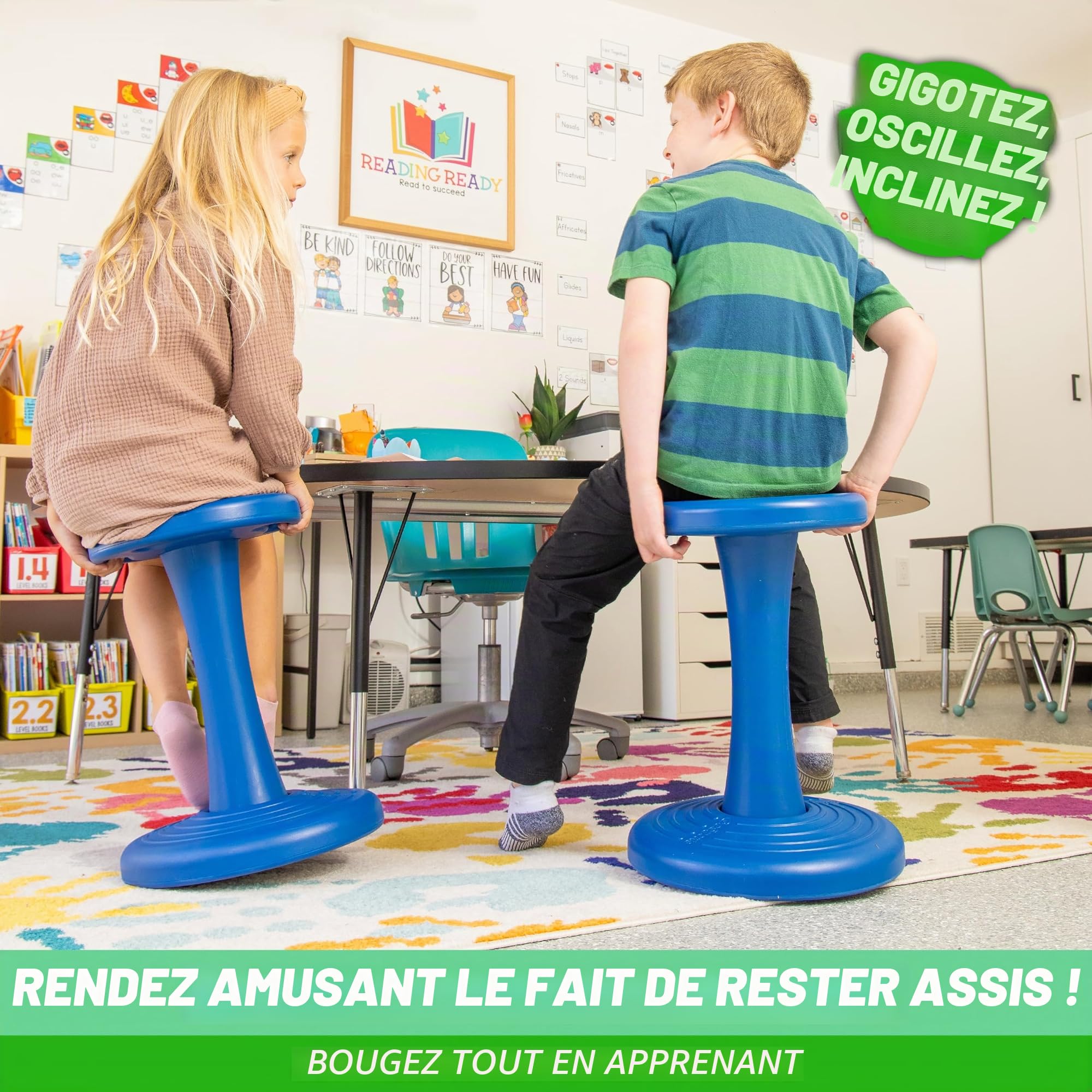 GoSports Chaise oscillante – Tabouret sensoriel pour enfants actifs – Chaise TDAH pour salle de classe ou maison – Tabouret de 45,7 cm ou 35,6 cm