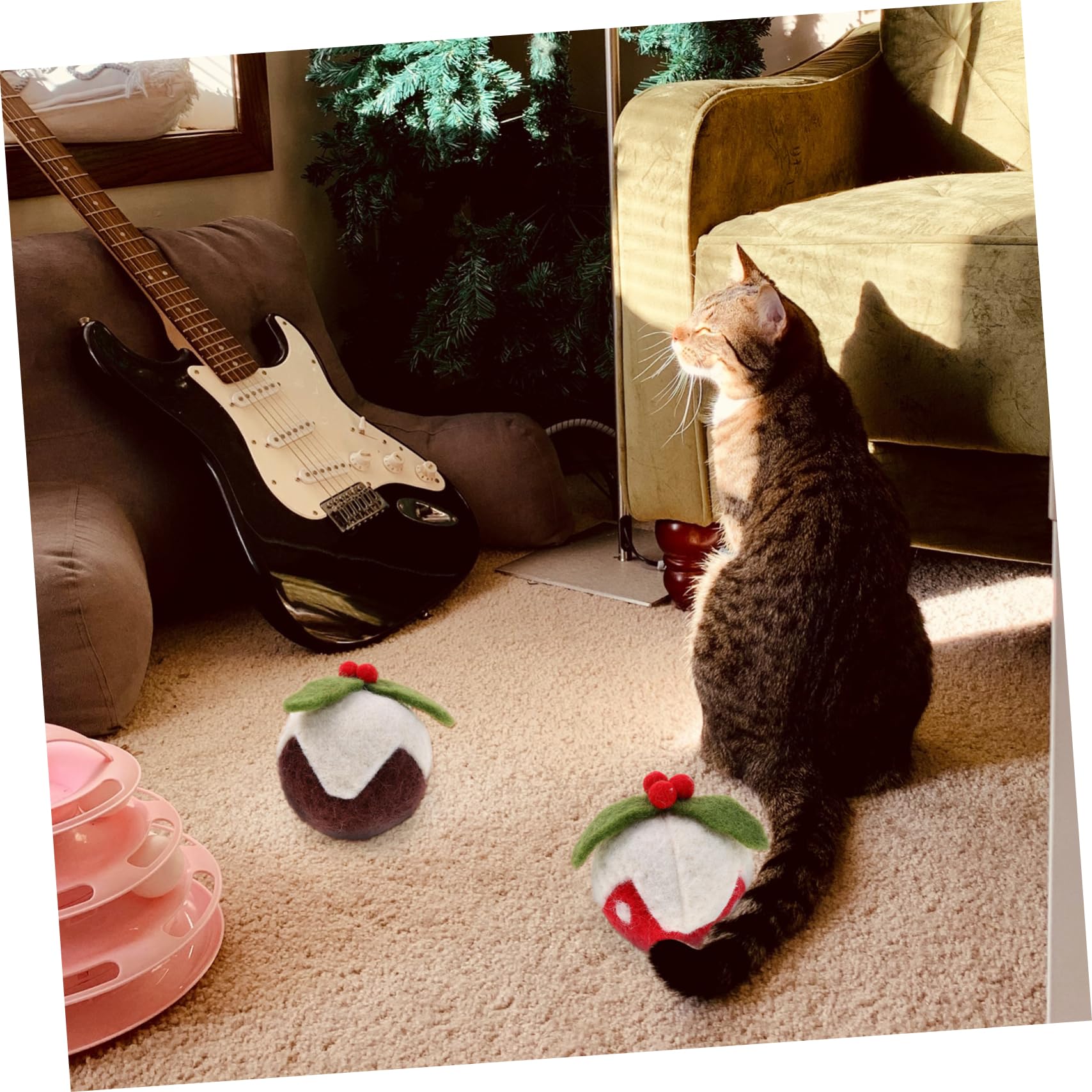 POPETPOP 9 Piezas Pelota de Juguete para Mascotas Gato Juguetes Navidad Hierba gatera Divertido Gato de Cat Toys de Pelota de navideño para rascar s
