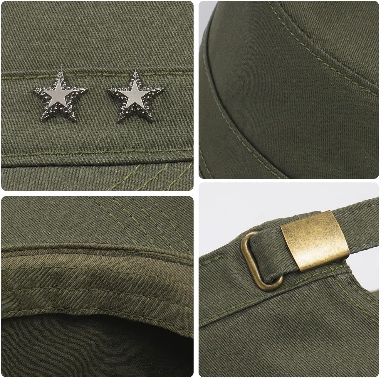 Initlove Cadet Army Cap Military Unisex Flat Top Hat for Men Women