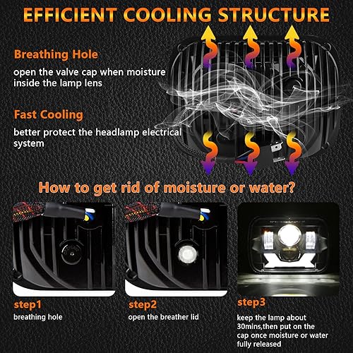 Miniatura 5 de Faros delanteros LED de 5 x 7 y 7 x 6 pulgadas H6054 DOT compatibles con Jeep Cherokee XJ 1984-2001, Wrangler YJ 1987-1995, Comanche MJ 1986-1992,