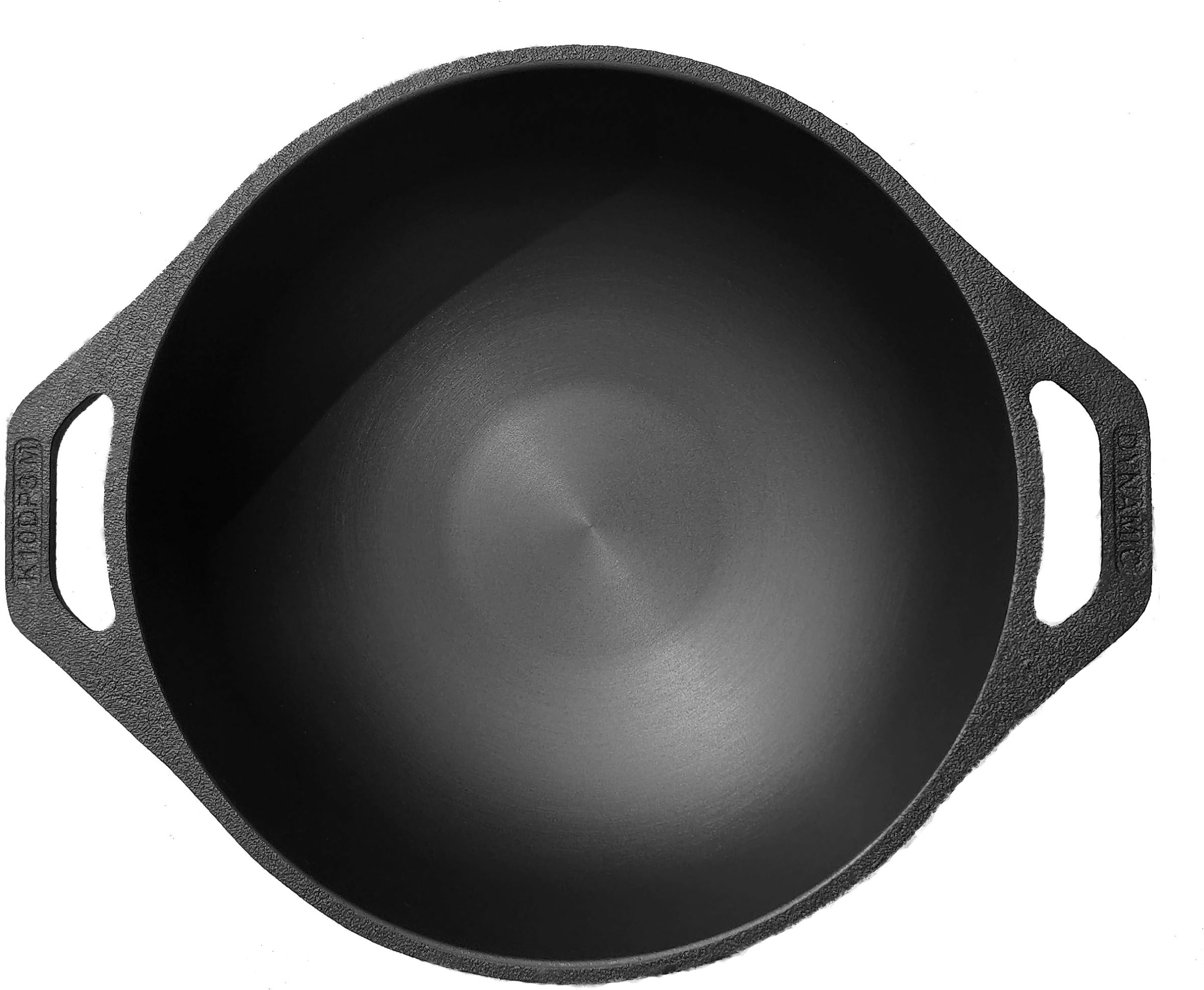 DYNAMIC COOKWARES Naturally Non Stick Even Matte Finish Kadai - 10 Inch Cast Iron Kadaai for Induction Stove – Premium Pre Seasoned Iron Wok – Ultra Thick Base for Even Cooking Wok with Dual Handle