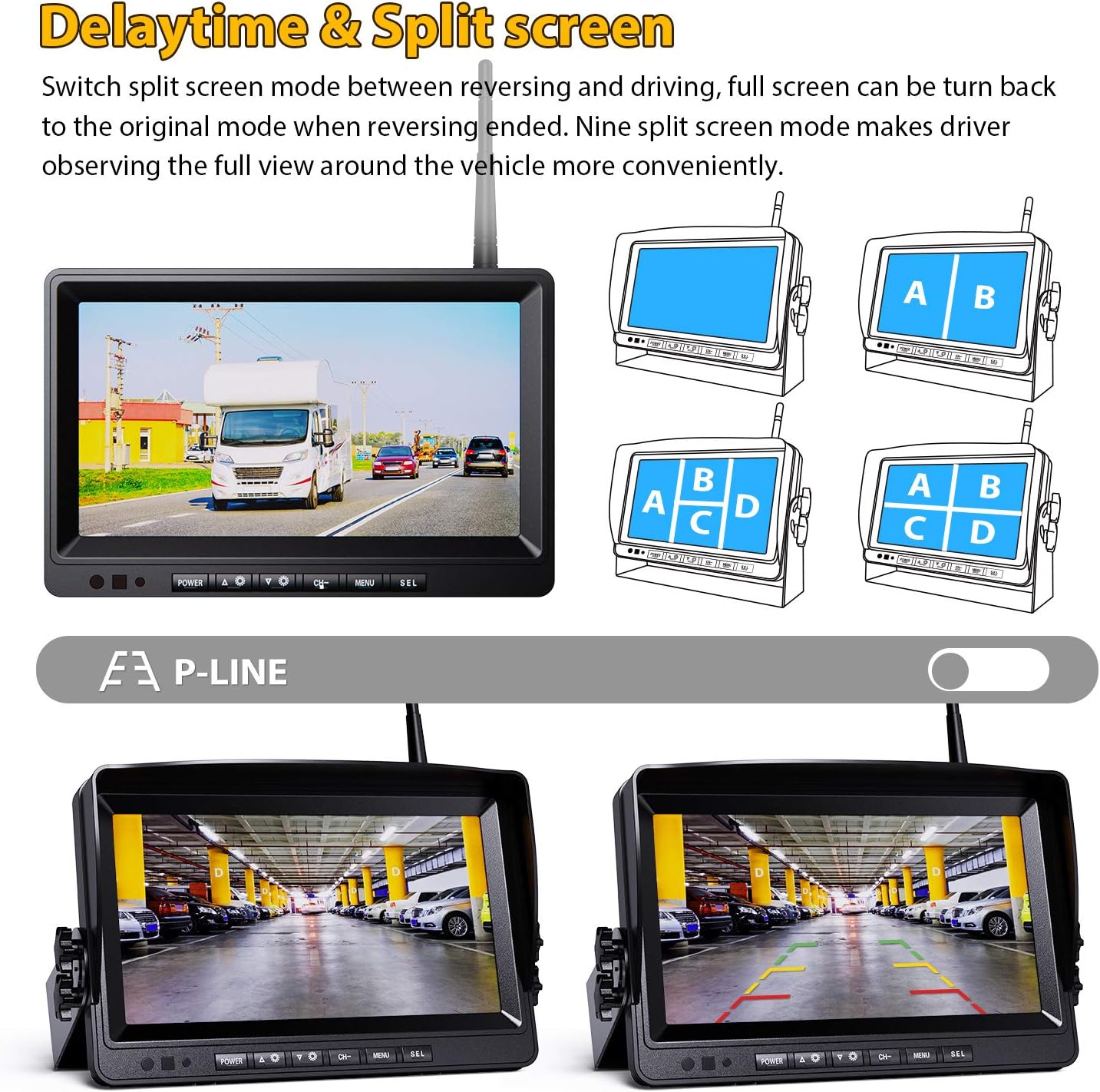 Best Deal Cheap 🛒 Xroose Backup Camera Wireless with DVR 9 FHD Monitor for Truck RV Trailer Rear Side View Reversing 4 Back Up Camera W/Built-in Recorder Monitor Stable Signal System CX4