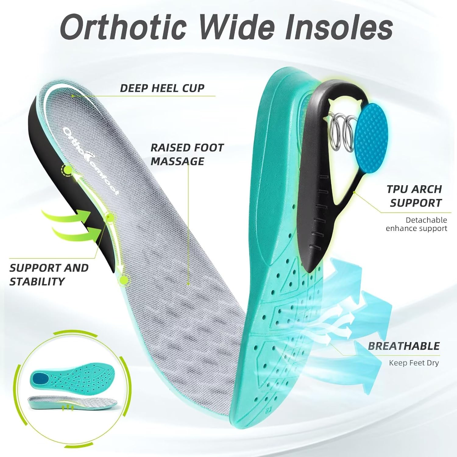 Men's Orthopedic Diabetic Wide Running Shoes: Comfortable Arch Support Plantar Fasciitis Sports Sneakers, Casual Swollen Orthotic Work Tennis Walking Shoes for Ankle and Heel Pain Relief - Image 5