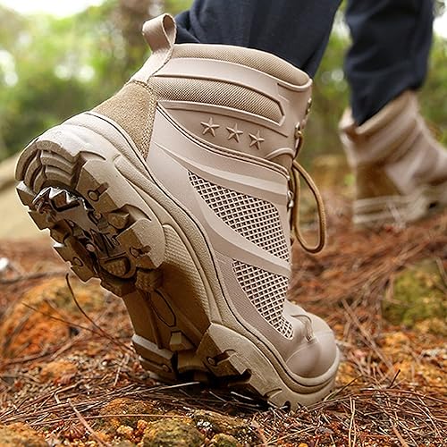 Miniatura 8 de Botas de senderismo transpirables para hombre, antideslizantes, para senderismo, montañismo, ligeras, para escalada en roca, talla grande, Arena