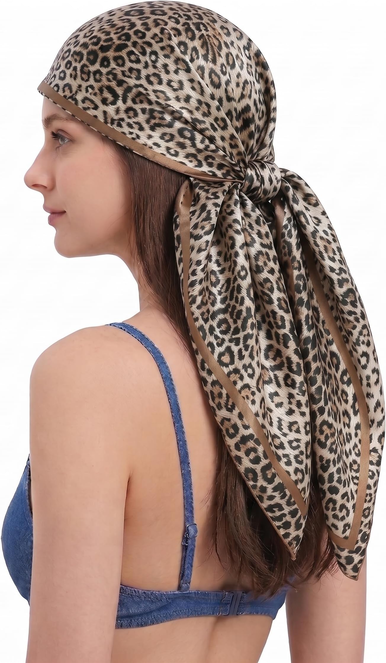 YOUR SMILE Silk Like Scarf Women's Fashion Pattern Large Square Satin Headscarf Headdress