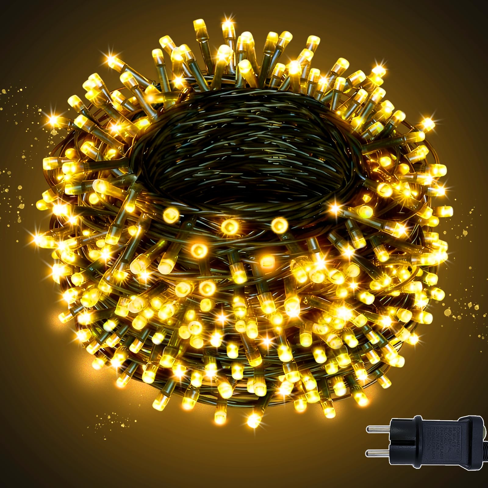 ZCLIKEU LED Lichterkette Außen 100m 1000LED mit Stecker, 8 Modi IP44 Wasserdicht Lichterkette Outdoor mit Timer Speicherfunktion für Außen Innen Garten Hochzeit Weihnachten Party - Warmweiß