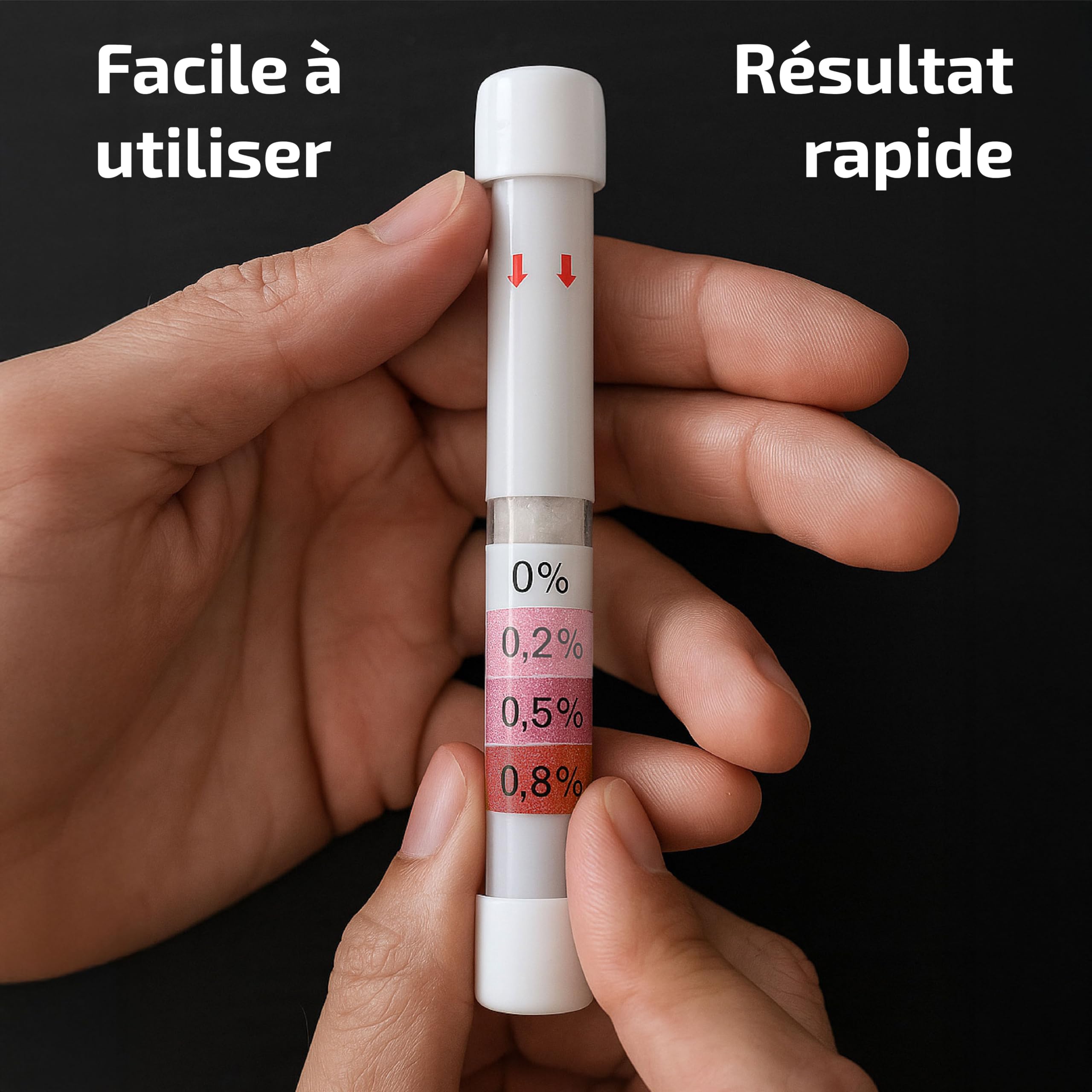 Test alkoholowy 6x na śliny – jednorazowe urządzenie zaprojektowane do | Skala chromatyczna · Wynik w 2 minuty · Bez baterii · Indywidualnie zapieczętowany · Do auta i podróży