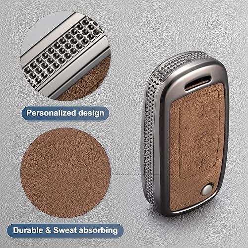 Miniatura 3 de YO&YOYE Compatible con funda para llavero VW Volkswagen con llavero protector de llave de cuero