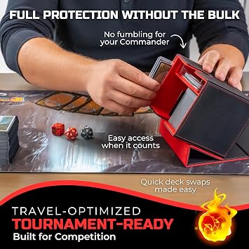 MTGCommander Display Card Box Fits 250+ Sleeveless Cards, TCG Storage Box, Magic Collection Card Deck Editor with Dice Tray