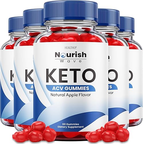 Paquete de 5 gomitas Nourish Wave Keto  Fórmula oficial, veganas  Nourish Wave Keto Acv Gummies Advanced Weight Apple Loss Sider, Nourishwave Keto +