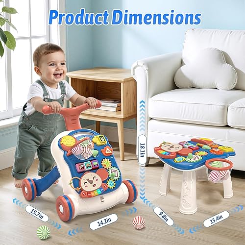 Miniatura 6 de QDRAGON Andador de bebé 3 en 1 y centro de actividades para niños, aprendiendo a caminar, sentarse a estar de pie, juguetes educativos tempranos