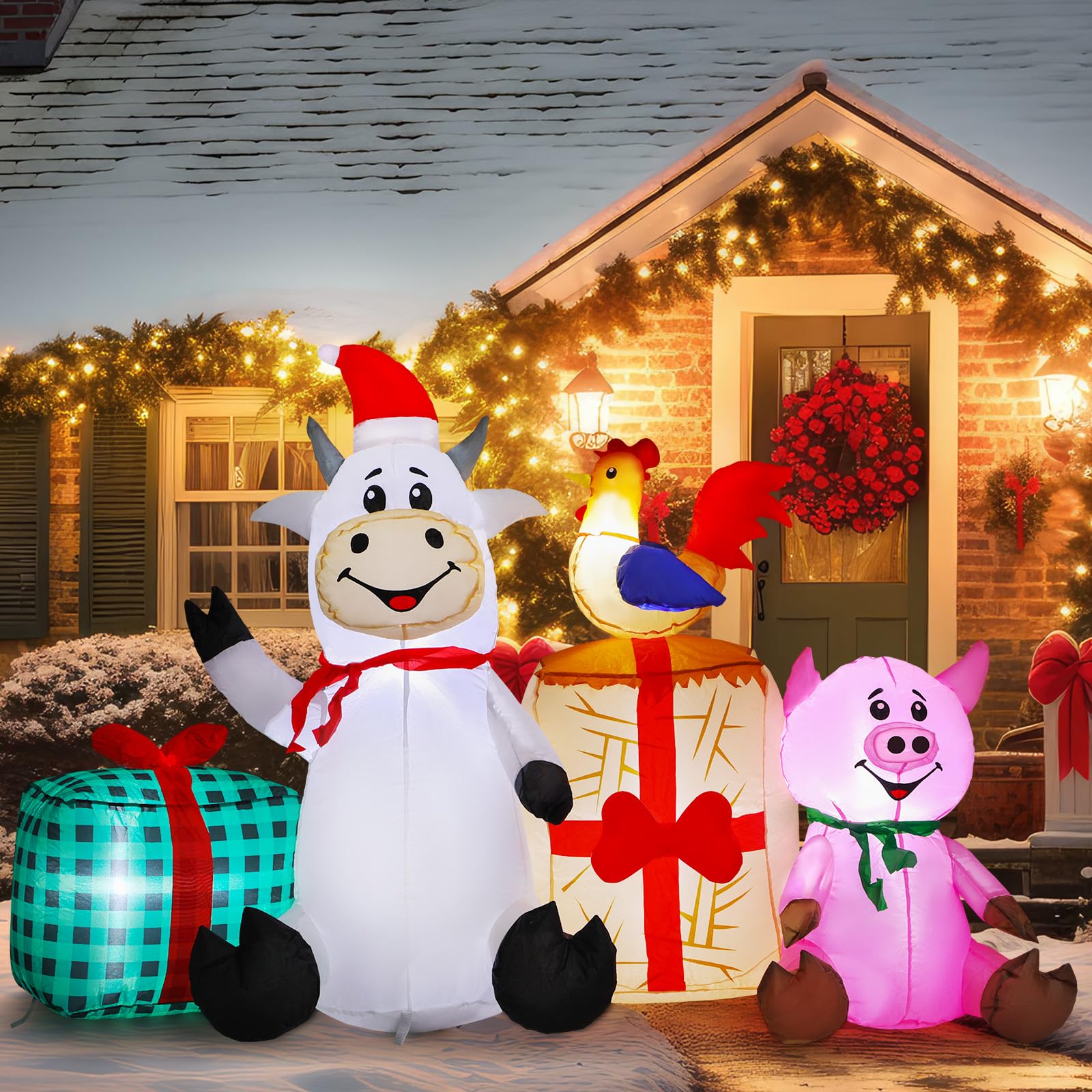 Décoration de Noël gonflable lumineuse pour éclairer un jardin sombre en hiver