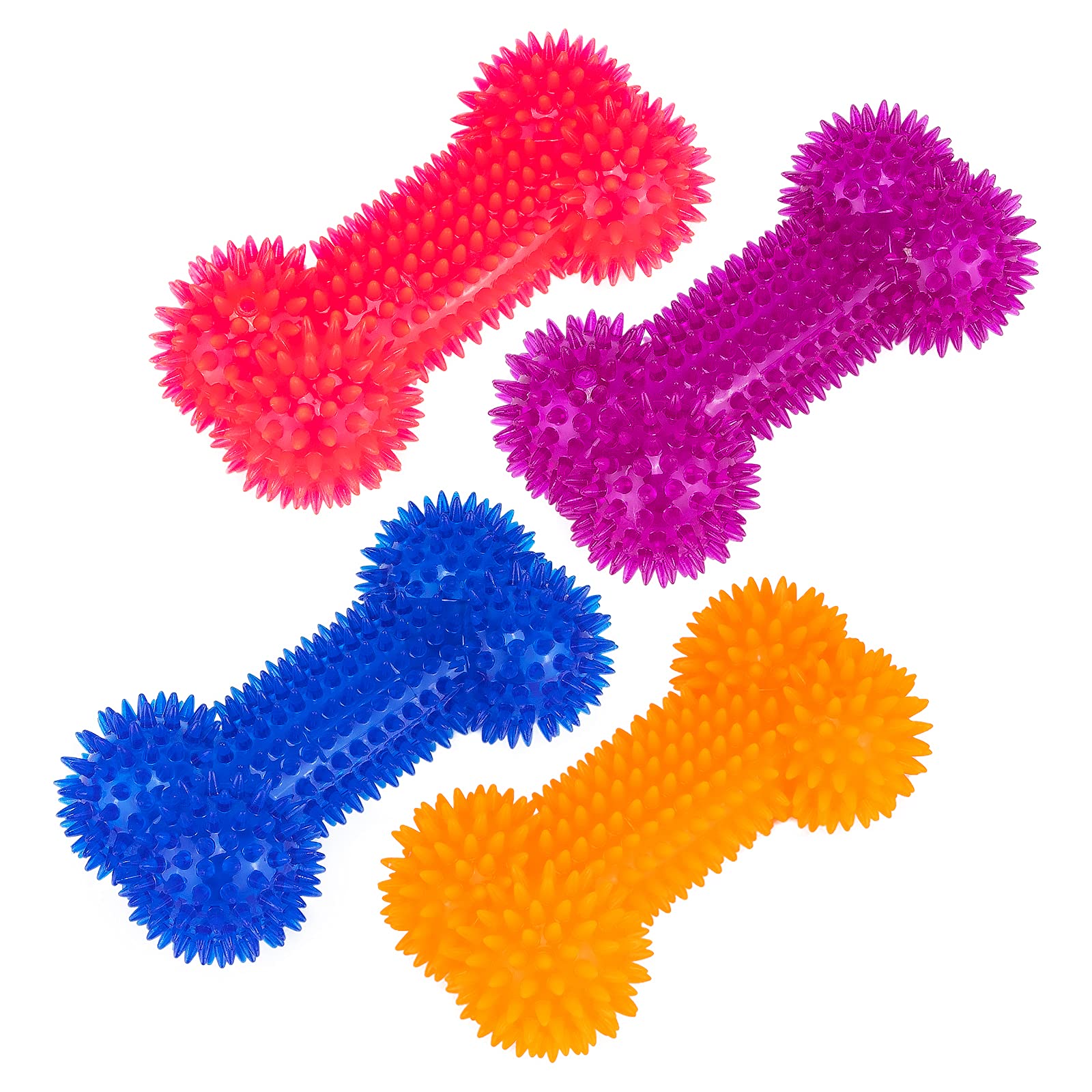 IMZ 4 pcs Dog Squeaky Spiky Chew Bone Toys