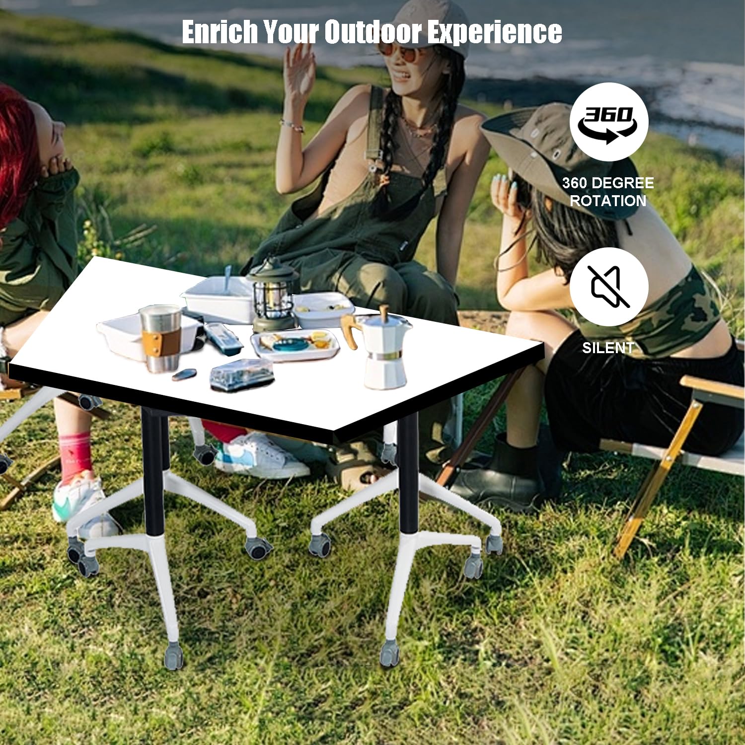 Modular Conference Table Mobile Conference Room Training Room Tables with Wheels Foldable Meeting Table Rolling Seminar Table for — view 4