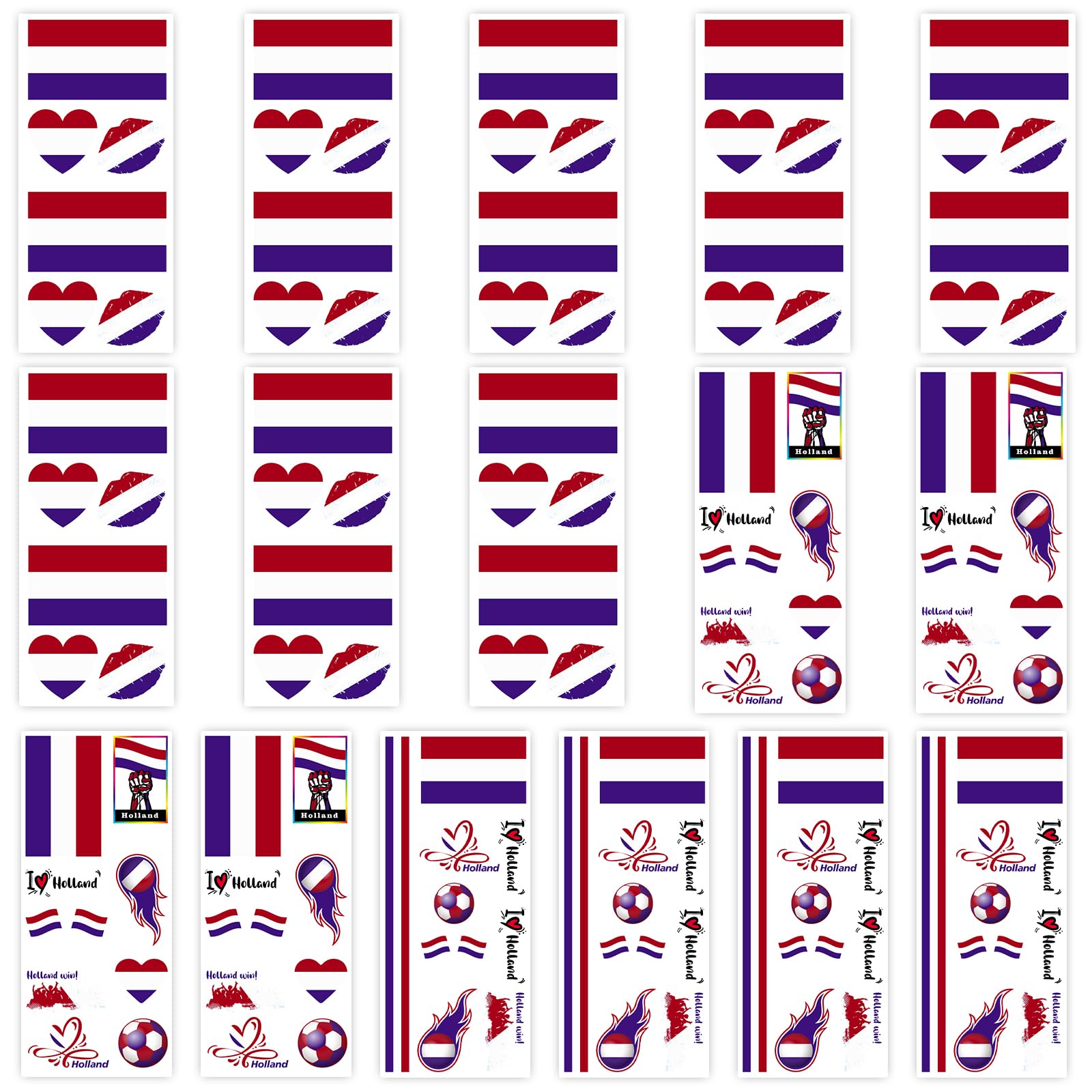 Photo 1 of 16 Sheets 12×6CM Temporary world cupFlag Tattoos, Face Transfer Stickers for 2026 Sports Events Football Games National Independence Day Party Celebrations-Netherlands